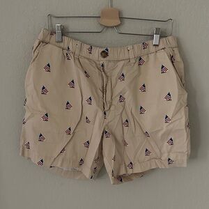 Chubbies Beige Shorts with Sailboat Flag Print Size XXL